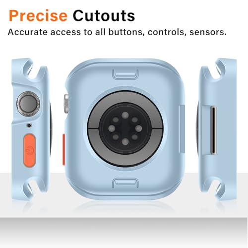 Amizee Rugged Case Compatible with Apple Watch Case Series 11/10 42mm, Soft TPU Shockproof Bumper Drop Proof Protective Cover Compatible with iWatch - Light Blue - color: Light Blue, size: 42 mm