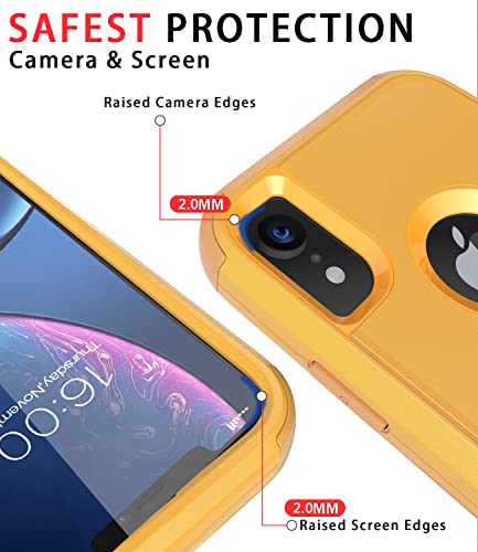 Diverbox for iPhone Xr Case [Shockproof] [Dropproof] [Dust-Proof],Heavy Duty Protection Phone Case Cover for Apple iPhone XR (Yellow) - color: Yellow-3in1