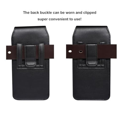 Cell Phone Pouch Pu Leather Holster Belt Clip Holder for iPhone 17 Air, 16 Plus 15 14 13 12 11 Pro Max Samsung Galaxy S26+ S25 FE S24 FE S24+ S23+ S23 FE A15 A35 A55 Google Pixel 10a 9a 6 (Black, L) - color: Black, size: L