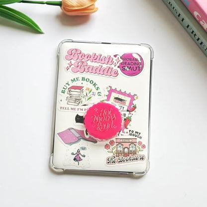 Hot Moms Read Kindle Grip,Collapsible Stand Holder for Phone eReaders, Accessories Charms for Kindle, Phone Grip,Book Lover Gifts - color: Hot Moms Read