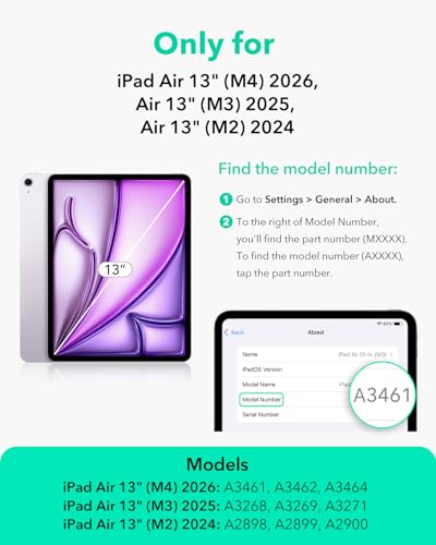 ESR 2 Pack Screen Protector for iPad Air 13 Inch M4/M3/M2, 9H Glass - size: Air 13" M4/M3/M2 (2026/2025/2024)