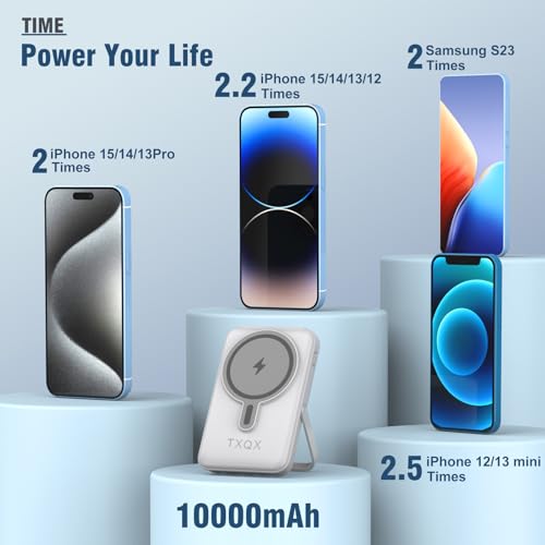 Wireless Portable Charger 10000mAh,Magnetic Power Bank with Built-in Cables LED Display,22.5W PD Fast Charging for Magsafe Battery Pack Compatible with iPhone16/15/14/13/12/Pro/Pro Max (White) - color: White