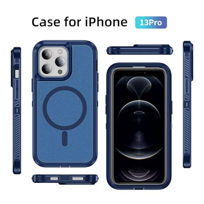 Magnetic for iPhone 13 Pro Case, Compatible with MagSafe, Shockproof Dustproof Drop Proof, Military Grade Double Layer Protection, Blue - color: Magnetic Blue, size: iPhone 13 PRO