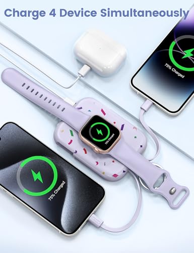 RORRY CharmGo Portable Charger, 5000mAh Portable Charger Power Bank - color: Confetti-Purple