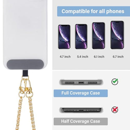 Canlierr 2 Pack Phone Chain Crossbody, with Tether Tab, Dark Gold - color: Dark Gold