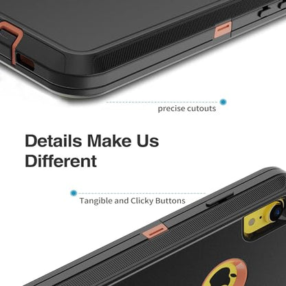 for iPhone XR Case, Heavy Duty Protective Case with [3 Layers] Rugged Rubber Shockproof Protection Cover for iPhone XR 6.1"(Black/Orange)