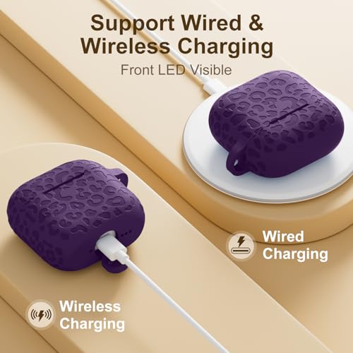 Leopard Engraved for AirPods 5 (2026) and AirPods 4 Case Cover (2024) - color: Darkpurple, size: Airpods 5 & 4 Case