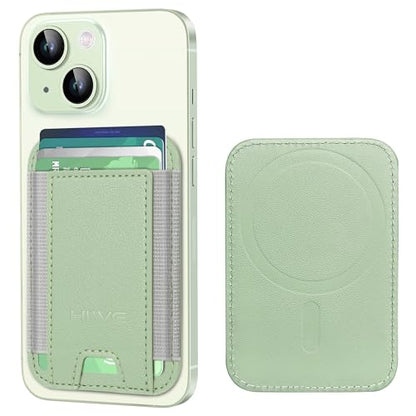 HiWe for MagSafe Wallet, 7 Cards Holder for Phone Case, RFID Blocking - color: Matcha Green Wallet - Grey Band