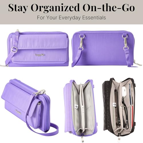 Baggallini Rfid Phone Wallet Crossbody - color: Lavender Surf