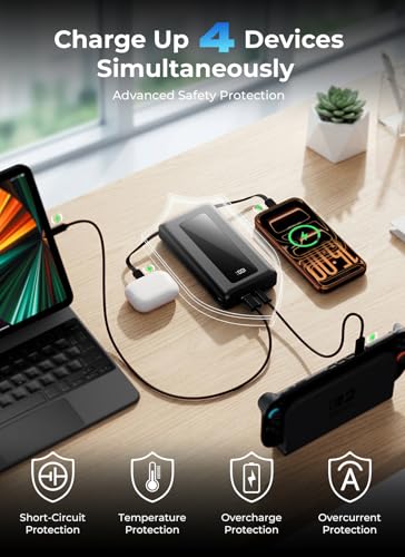 50000mAh Portable Charger Power Bank, Fast Charging with Built in Cables