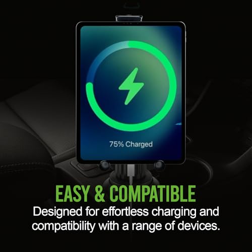 Cellet Universal Car Cup Holder Tablet Mount – Adjustable Gooseneck Stand for iPad, Galaxy, Kindle, Smartphones & More – Stable Base Fits Cup Holders 2.5"-4" for Front & Back Seat Use - style: Tablet 13in Neck