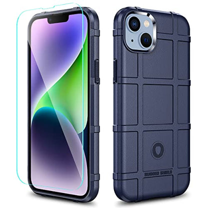 Rugged Shield 8ft Drop Proof TPU Thick Armor Tactical Protective Case Compatible with iPhone 14 Plus (6.7 inches) - Navy Blue - color: Navy Blue, size: iPhone 14 Plus