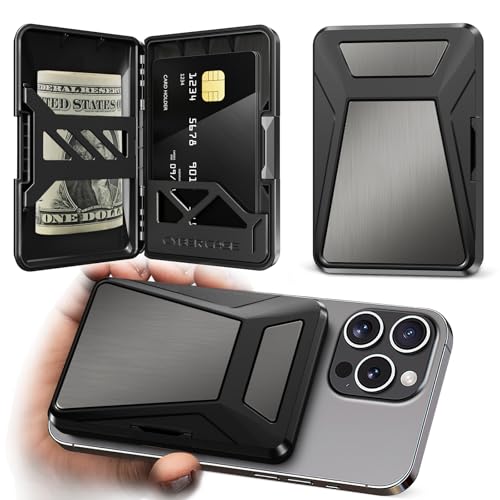 Magnetic Wallet with RFID Blocking - for MagSafe Phone Wallet for Mens Women, Heavy Duty | Scratch-Resistant | Hold 7 Cards, Stronger Magnetic Card Holder for iPhone 17/16/15/14/13/12 Black