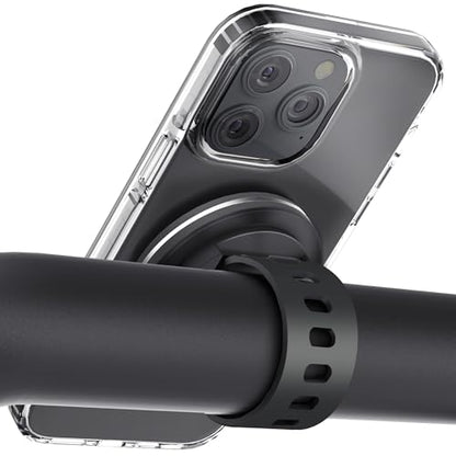Magnetic Phone Mount, Phone Holder for Bike, Compatible with Magsaf or Normal Case- Sturdy Phone Grip for Gym Exercise, Workout Equipment, Stroller, Cart Handlebar (Black)