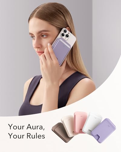 ESR Aura for MagSafe Wallet with Adjustable Stand, 5 Card Holder | RFID Blocking, MagSafe Ring Included, Magnetic Wallet for iPhone 17 Pro Max 17e 16 15 14 13 12, Selected Samsung, Lavender - color: Lavender