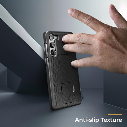 MOTIVE for Samsung Galaxy s25 Case with Belt Clip, Rigid, Kickstand | 6.2" | Ranger v1 Series, Black, 360° holster, open-top/open-bottom port access, textured grip, slim design - size: s25