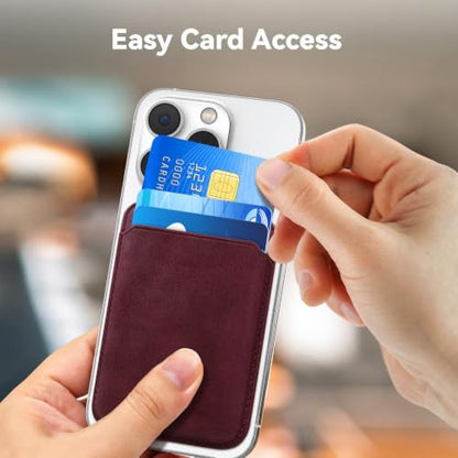 Magnetic Wallet Cell Phone Card Holder for Phone Case with Mag-Safe - color: Berry Red, size: 1 Pack