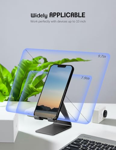 Aoviho Cell Phone Stand for Desk, Aluminum Phone Holder, Black - color: Black