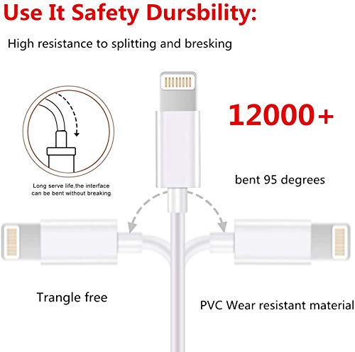 iPhone Charger Cable SHARLLEN Lightning Cable Mfi Certified 5Pack(3ft/3ft/6ft/6ft/10ft) USB Fast Long iPhone Charging Cords Compatible iPhone XS/Max/XR/X/8/8P/7/7P/6/6S/iPad/iPod/IOS (White)