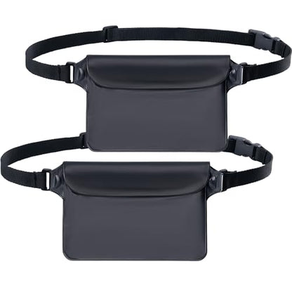 CADONO 2-Pack Waterproof Pouch with Adjustable Waist Strap | Screen Touch Sensitive Dry Bag, Keep Your Phone and Valuables Dry, Perfect for Swimming Kayaking Boating Fishing Beach Diving - color: Black+Black