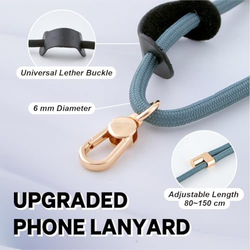 Phone Lanyard Crossbody, Anti Theft Phone Strap with 2 Tether Tabs - color: Teal/Gold