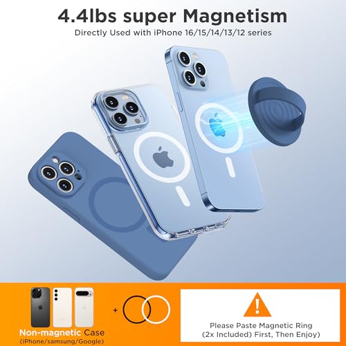 Upgraded Magnetic Phone Grip, Liquid Silicone Soft and Portable, Removable Finger Loop Ring Grip Holder for iPhone, Strong Magnetic Attraction, Compatible with MagSafe Phone Case, Azure Blue - color: Azure Blue