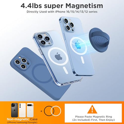 Upgraded Magnetic Phone Grip, Liquid Silicone Soft and Portable, Removable Finger Loop Ring Grip Holder for iPhone, Strong Magnetic Attraction, Compatible with MagSafe Phone Case, Azure Blue - color: Azure Blue