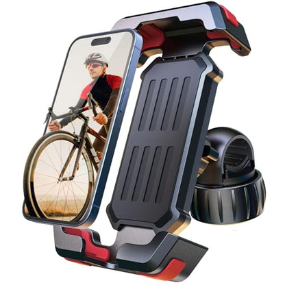 Pnitri 2026 New Upgraded Bike Phone Holder Handlebar - 1S Quick Install, Motorcycle Phone Mount, Bicycle Phone Holder fit Large Phone Case for iPhone Samsung, Dirt Scooter Mini Bike Accessories - color: Black