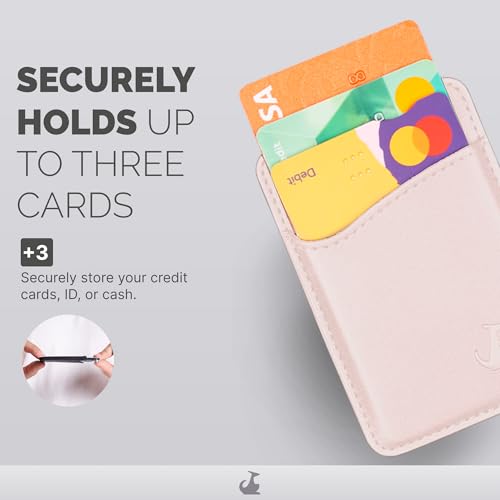 Wallaroo Premium Leather Cell Phone Wallet Stick On - Android and iPhone Wallet and Card Holder for Women and Men - Durable with Non-Slip Lining Secures Up to 3 Cards - color: Beige Leather