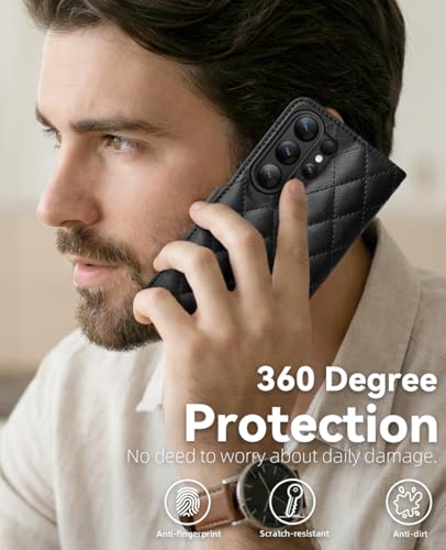 OCASE for Samsung Galaxy S26 Ultra Wallet Case, Card Holder, Diamond Black | RFID Blocking, Kickstand, Magnetic Closure, PU Leather Flip Folio, Shockproof TPU Shell, Protective Phone Cover (6.9") 2026 - color: Diamond Black, size: Samsung Galaxy S26 Ultra