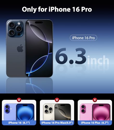 Mkeke for iPhone 16 Pro Case Clear [Not-Yellowing] [Military-Grade Drop Protection] Shockproof Protective Clear iPhone 16 Pro Case Phone Bumper for Apple 6.3 inch 2024 - size: for iPhone 16 Pro Case 6.3"