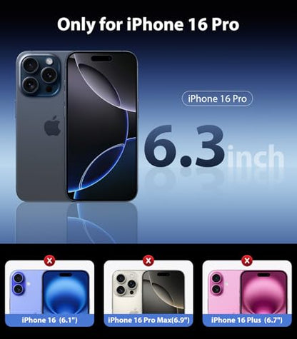 Mkeke for iPhone 16 Pro Case Clear [Not-Yellowing] [Military-Grade Drop Protection] Shockproof Protective Clear iPhone 16 Pro Case Phone Bumper for Apple 6.3 inch 2024 - size: for iPhone 16 Pro Case 6.3"