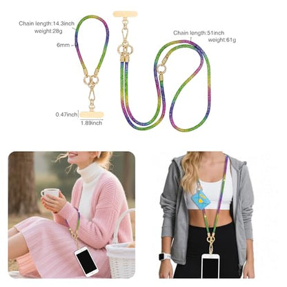 ABJFJE Crystal Phone Lanyard Crossbody & Wrist Strap Phone Strap Crossbody & Wrist Lanyard Anti Theft Phone Strap for Women - color: Rainbow