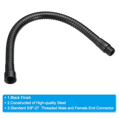 PATIKIL 13" Microphone Gooseneck, 5/8"-27 Thread Metal Universal Hose Flexible Arm Gooseneck Tube Extension for Multifunction DIY, Black - color: Black, size: 13"