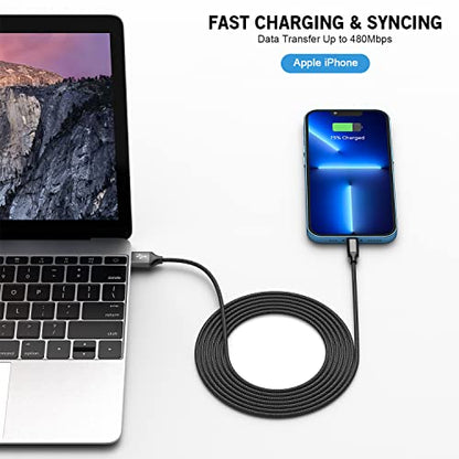 iPhone Charger 10ft,Fast iPhone Block Dual 2Port USB Wall Charge Block Plug - color: Black 2Pack 10FT