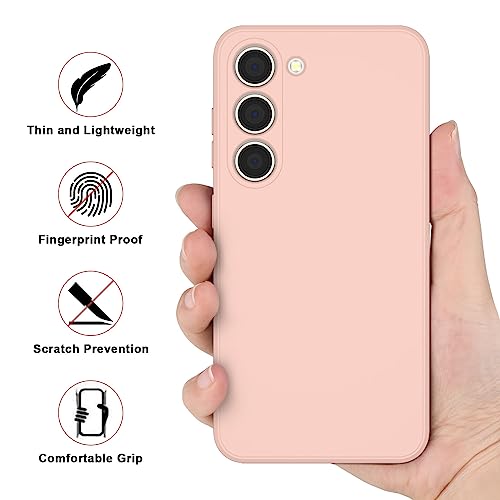 Vanjua Case for Samsung Galaxy S23 (Only), Stylish Liquid Silicone Slim Full-Body Protective Cover Compatible with Samsung Galaxy S23 5G 6.1 Inch Phone Case (Pink) - color: Pink