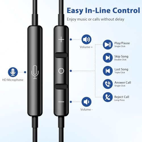 APETOO USB C Headphones Magnetic Wired Earbuds iPhone 18 Pro 17 16 15 Black - color: Black