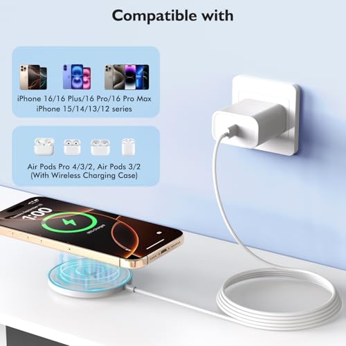 [Apple MFi Certified] iPhone 17 Magnetic Charger,6FT USB C i Phone 17 Wireless Charging Pad & Fast PD USB C Charging Block,Fast iPhone Mag-Safe Charger for iPhone 17/16 Pro/Pro Max/15/14/13/12 Series
