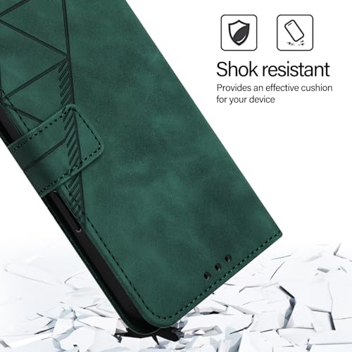 Faux Leather Flip Wallet Case for Motorola Moto G75, YBS Green | Card Slots Storage, Magnetic Closure, Hands-Free Kickstand, RFID Blocking, Precise Cutouts - color: Dark Green