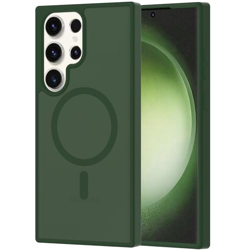 for Samsung Galaxy S23 Ultra Case Magnetic, Compatible with Magsafe 6.8 Inches Slim Fit Heavy Duty Protection Wireless Charging Lightweight Shockproof Anti-Slip Protective Phone Cover, Green - color: Green Magnetic