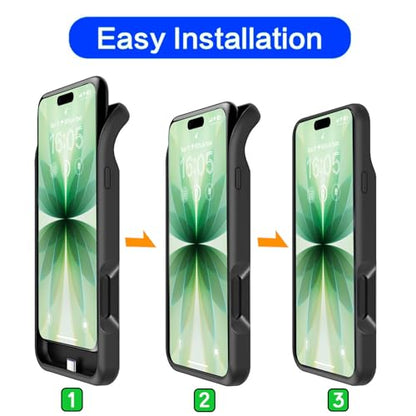 Battery Case for iPhone 17, Upgraded 10000mAh Pack Rechargeable Charger Case Support Carplay with Wireless Charging Compatible for iPhone 17 (6.3 inch) External Battery Charging Cover (Black) - size: iPhone 17-Black