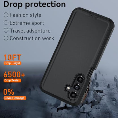 for Samsung Galaxy A16 5G case,A16 5G Heavy Duty case,with A Tempered Glass Screen Protector, [Military Grade Protective ] [Shockproof] [Dropproof] [Dust-Proof] (with Belt Clip-Black) - color: with Belt Clip-Black