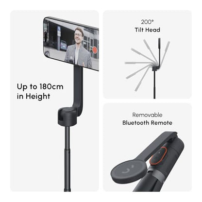 ShiftCam SnapStand Max – Magnetic Selfie Stick & Tripod – Compact, Foldable & Extendable with Tilt Head and Magnetic Bluetooth Remote (Midnight, SnapStand Max) - color: Midnight, size: SnapStand Max