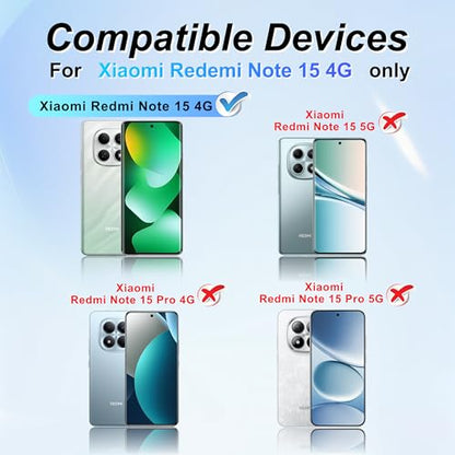 Ibywind for Xiaomi Redmi Note 15 4G Screen Protector,2-Pack,Hydrogel Film with Camera Lens Protector,Easy Installation Tool,Bubble-Free,Fingerprint Unlock Compatible,Anti-Shatter,Anti-Scratch - size: Note 15 4G