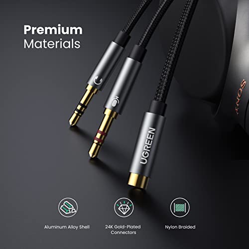 UGREEN Headphone Splitter for Computer 3.5mm Female to 2 Dual 3.5mm Male