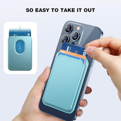 Miracase Magnetic Wallet, Compatible with MagSafe Wallet, 3-Card Holder, for iPhone 15/14/13/12 Series，Light Blue - color: C-Light Blue, style: Basic Wallet