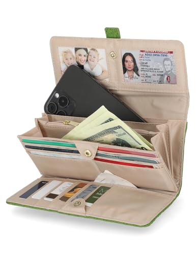 Mundi File Master Womens RFID Blocking Wallet Clutch Organizer With Change Pocket - color: Green, size: One Size