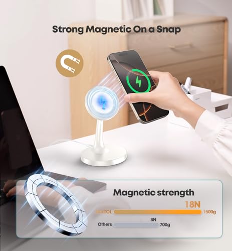 2 Pack Magnetic Wireless Charger iPhone, 15W Fast Mag-Safe Charger Stand for iPhone 17/17 Air/17 Pro/17 Pro Max 16/15/14/13/12 Series Magnet Wireless Charging Station/Pad for AirPods- Gifts Ideas - color: 2Pack White