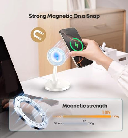 2 Pack Magnetic Wireless Charger iPhone, 15W Fast Mag-Safe Charger Stand for iPhone 17/17 Air/17 Pro/17 Pro Max 16/15/14/13/12 Series Magnet Wireless Charging Station/Pad for AirPods- Gifts Ideas - color: 2Pack White
