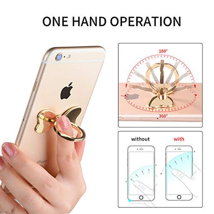 PZOZ Metal Cell Phone Finger Ring Stability Holder Back Stand Collapsible Hand Grip Knob Loop Car Mount Hook Kickstand 360 for iPhone Samsung Galaxy Mobile Cute Accessories (Gold) - color: Gold